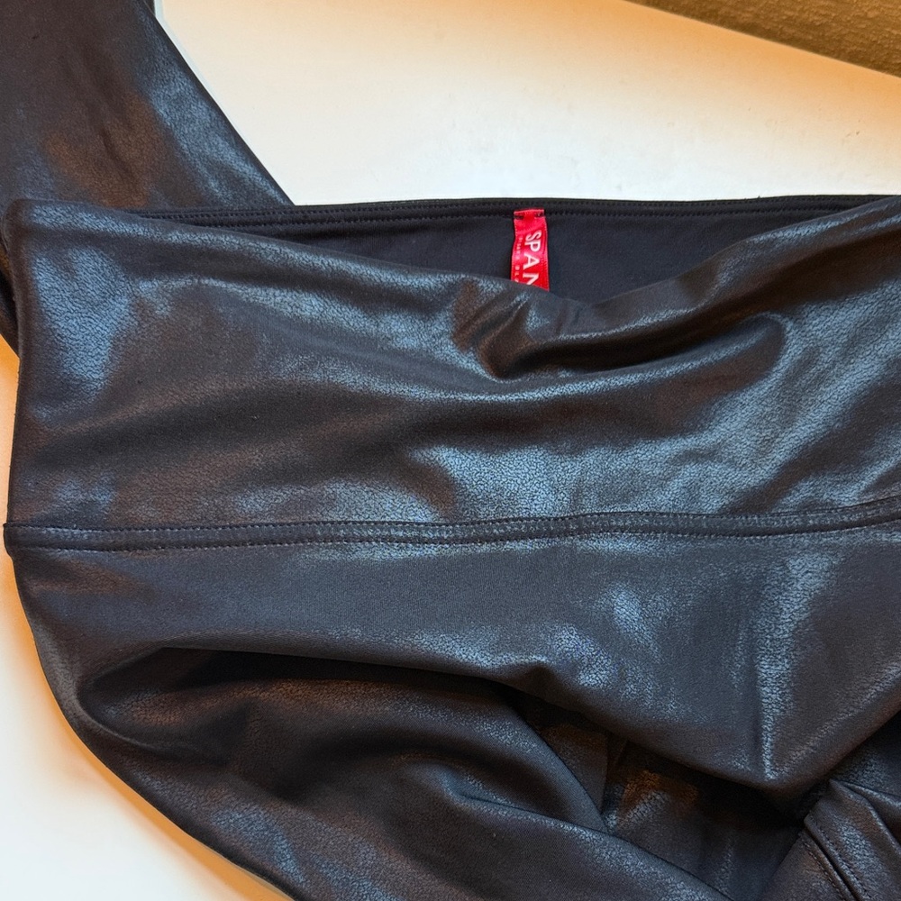 SPANX Shiny Faux Leather Leggings in Black